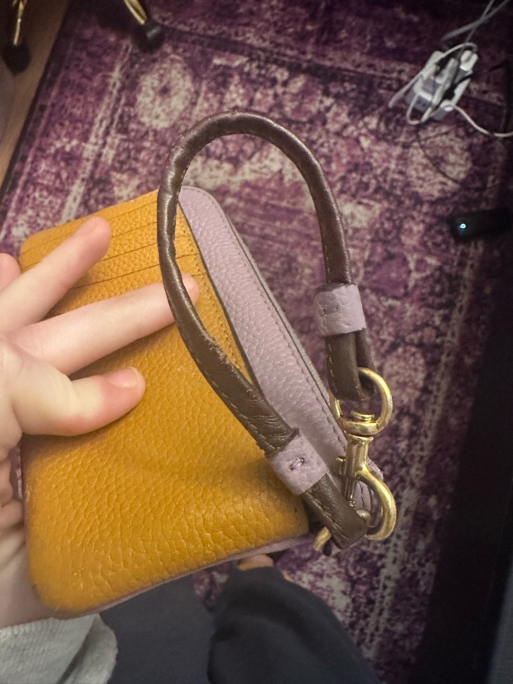 Tory Burch Mauve Pebbled Leather Zip Wristlet - Picture 6 of 9